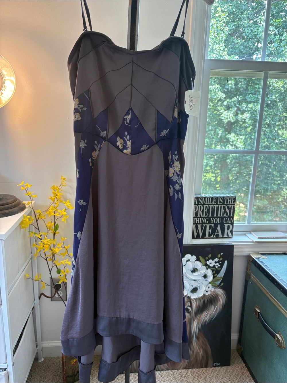 Free People Strapless Floral Panel Slip Dress